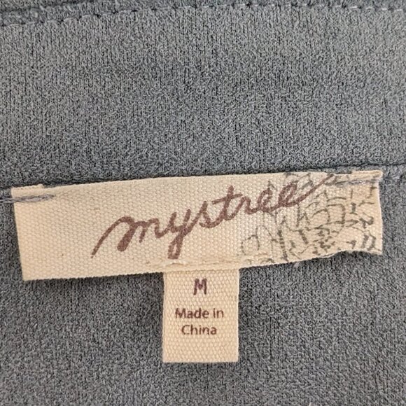 Women's MYSTREE, Blue, Faux Suede Long Sleeved Waterfall Jacket; Size M - Picture 3 of 4